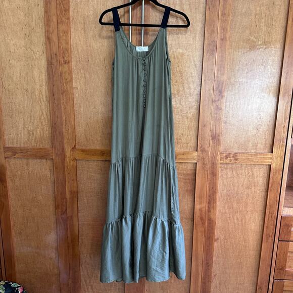 A.L.C. Womens dress olive green size Small Flowy tiered peasant Cottage casual - Picture 10 of 10
